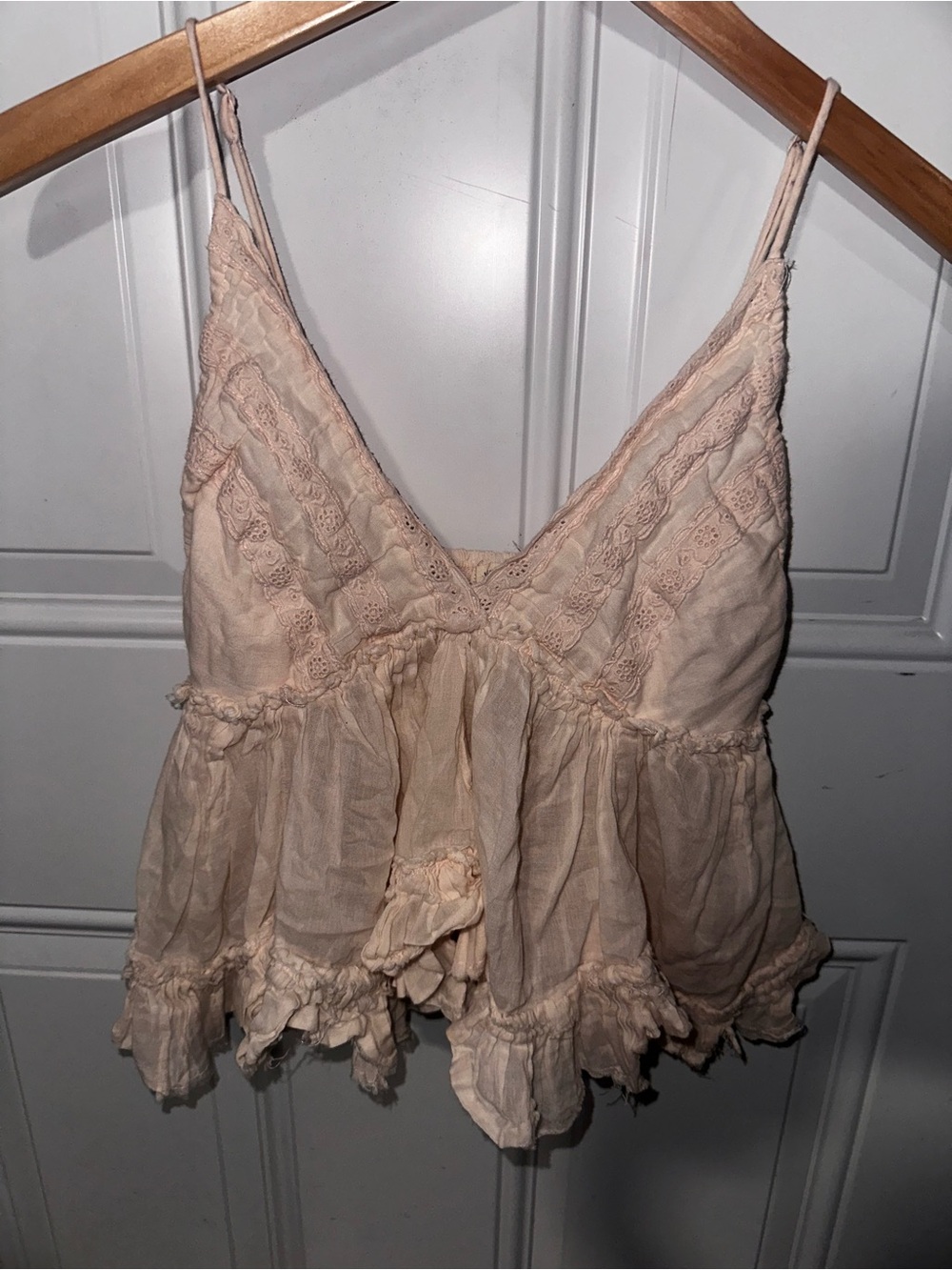 Together Blush Cream Lace-Trim Ruffle Cami